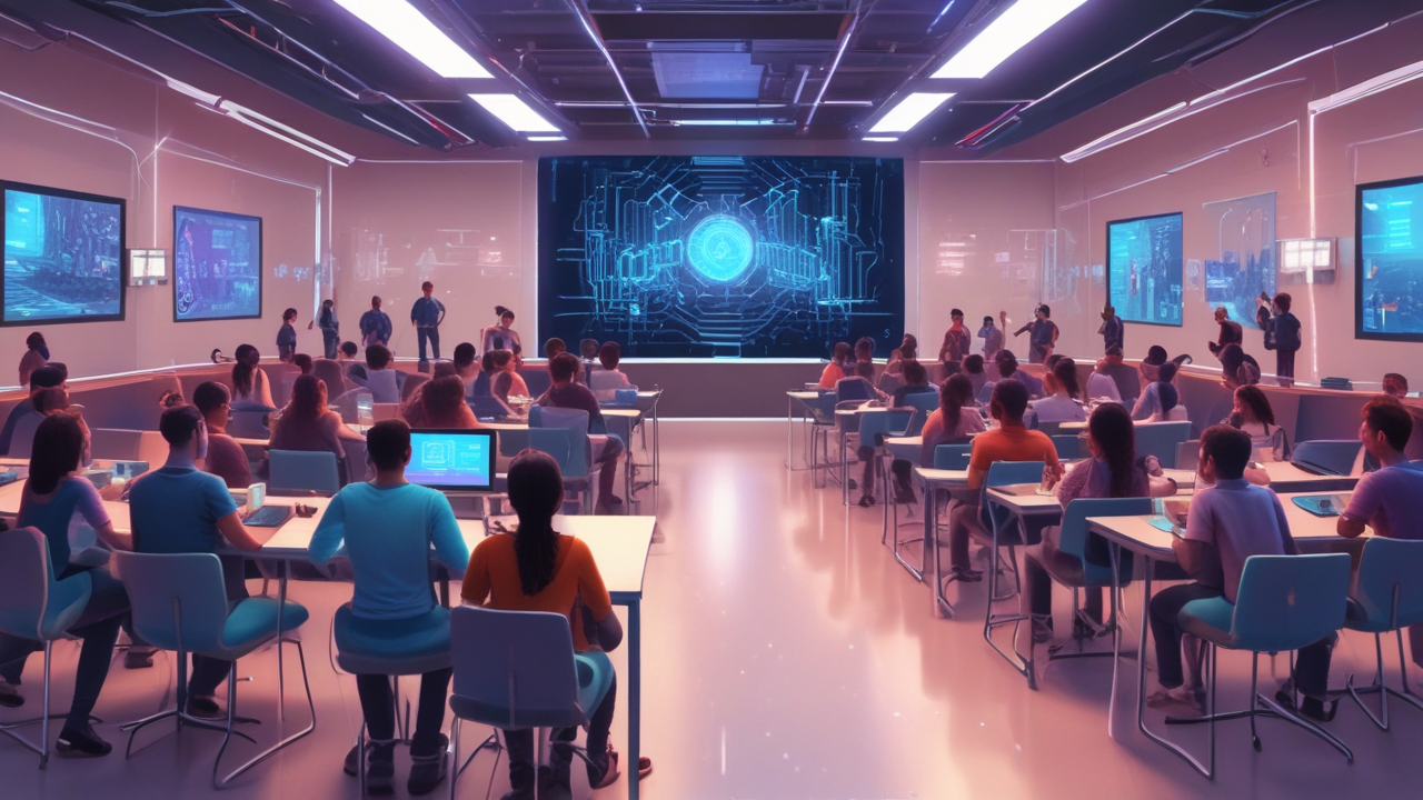 Futuristic classroom teaching AI