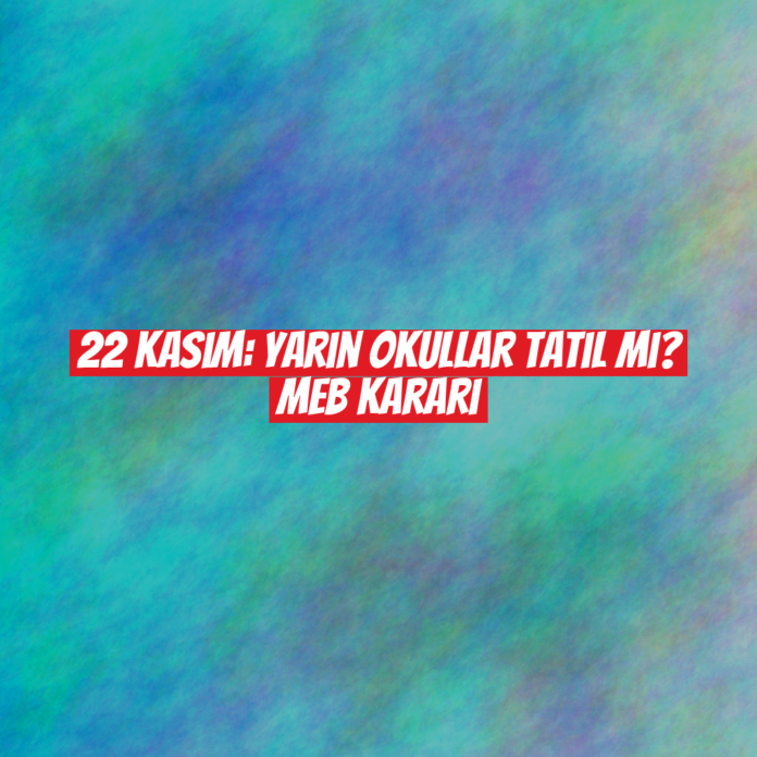 22 Kasım: Yarın Okullar Tatil Mi? MEB Kararı